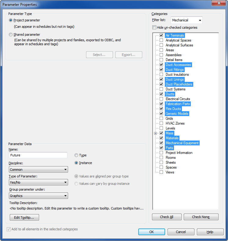 Revit shared parameter