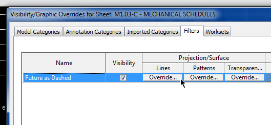 Revit Visibility/Graphic Overrides Filter Future Phase as Dashed