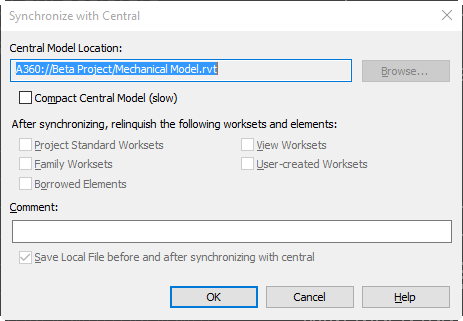 A360 Central Model path when using Collaboration for Revit